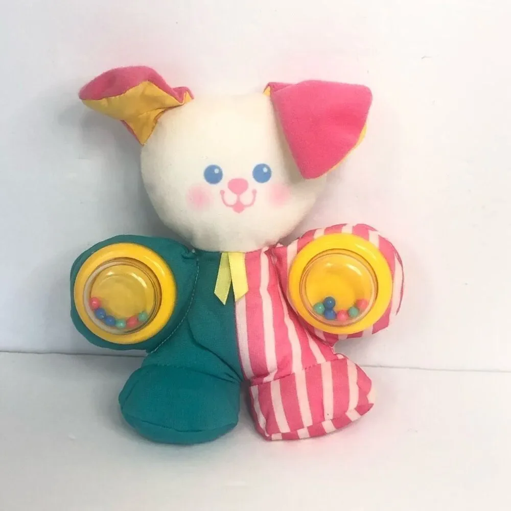 fisher price‎ patty cake puppy dog 1994 vintage rattle plush toy doll baby